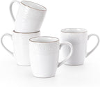 famiware Coffee Mugs Sets for 4, 12 oz Mug Set, Coffee Cups with Handle for Coffee, Tea, Cocoa and Milk, Microwave and Dishwasher Safe, White Floral