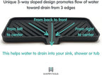 Happitasa Silicone Soap Dish Tray and Sponge Holder with Drain Chute and Feet | 3-Way Sloped Design | Bathroom and Kitchen Sink Organizer Caddy (White, 10"x4", 7.8 Ounces)