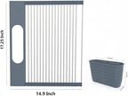 Roll Up Dish Drying Rack Over Sink, 17.5" x 15.2" Foldable SUS304 Stainless Steel Kitchen Dish Drainer, Heat-Resistant Multipurpose Rolling Sink Rack Organizer,Grey