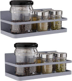 Magnetic Spice Rack Organizer Single Tier Refrigerator Spice Storage Shelf, Easy to Install The Side of The Refrigerator Can Hold spices (Gray 2)