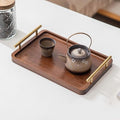 XZHXFX Bamboo Serving Tray with Gold Handles, Food Tray for Breakfast,Coffee Table,Dinner & Bar, Decorative Tray for Kitchen, Bedroom (Small)