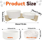 Ceramic Slow Feeder Dog Bowl Set-1 Cup Puzzle Dog Food Bowl & 850ML Water bowl with wooden stand for small dogs, Anti-Gulping,Anti-chewing,Anti-Slip,White