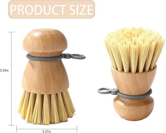 Dish Brush with Durable Bristles for Non Scratch Cleaning, Easy Grip Handle for Fast Grease Removal on Dishes Pots Pans and Sink – Dish Cleaning Brush, Dish Scrub Brush, Kitchen Dish Brush