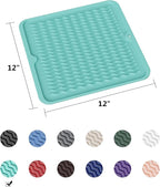 ZLR Silicone Dish Drying Mat 12" x 12" Square - Small Heat Resistant Trivet & Countertop Protector for Air Fryer, Coffee Maker - Waterproof Kitchen Drain Pad for Cups, Fruit (Mint Green)