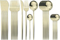Champagne Silverware Set, 24-Piece Stainless Steel Flatware Set Service For 6, Mirror Polished Tableware Cutlery Set Knife Fork And Spoon For Home & Restaurant, Dishwasher Safe
