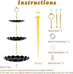 BACUTHY 3 Tier Cupcake Stand Holder, Plastic Cup Cake Stand Towel with Tiered Serving Tray for Cupcakes, Donuts, Fruits and More, White (Black)