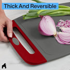 GORILLA GRIP BPA-Free Reversible Kitchen Cutting Board Set of 3, US Designed, Nonporous, Juice Grooves Catch Liquid, Slip Resistant Border, Dishwasher Safe, Durable Large Food Chopping Boards,Gray Red