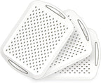 17.7" x 12.5" Anti-Slip Serving Trays with Handles, 3 Pcs X-Large Rectangular Food Serving Tray for Lap, Reusable and Durable Breakfast Tray, White