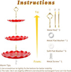 BACUTHY 3 Tier Cupcake Stand Holder, Plastic Cup Cake Stand Tower with Tiered Serving Tray for Cupcakes, Donuts, Fruits and More, Red