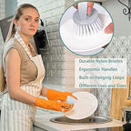 Dish & Bottle Brush Set, 4-Piece Kitchen Cleaning Brushes, Gray, Plastic Handles, Medium Bristles (Nylon or Polyester)