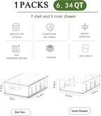 bealy Stackable Clear Storage Drawer with 3 Dividers for Pantry Shelf, Fridge Organizer for Fruit, Food,Vegetable, Pantry Containers Organization,BPA Free,6.34QT