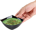 Restaurantware Moderna 8 Ounce Fancy Plastic Bowls 10 Square Disposable Salad Bowls - Durable Heavy-duty Black Plastic Bowls For Warm And Cold Foods