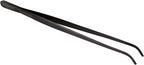 O'Creme Stainless Steel Precision Kitchen Tweezer Tongs with Serrated Tips for Gripping (10" Curved, Black)