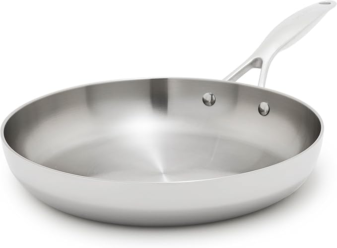 GreenPan Valencia Pro Tri-Ply Stainless Steel 10" Frying Pan Skillet, Induction Ready Cookware, All Cooktops, Sauce Pot, Mirror Finish, Dishwasher & Oven/Broiler Safe to 600F