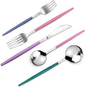 Mirror Silver multicolor Silverware Set, 20-Piece Stainless Steel Flatware Set, Satin Finish tableware Cutlery Set, Service for 4, Home and Restaurant, Dishwasher Safe
