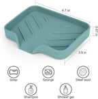 Silicone Soap Dish for Shower with Self Draining, 2 Pack Soap Holder for Bathroom, Silicone Sponge Holder for Kitchen Sink, Soap Tray for Dispenser, Scrubber, Bottle, 4.7"×3.9", Gray & Teal