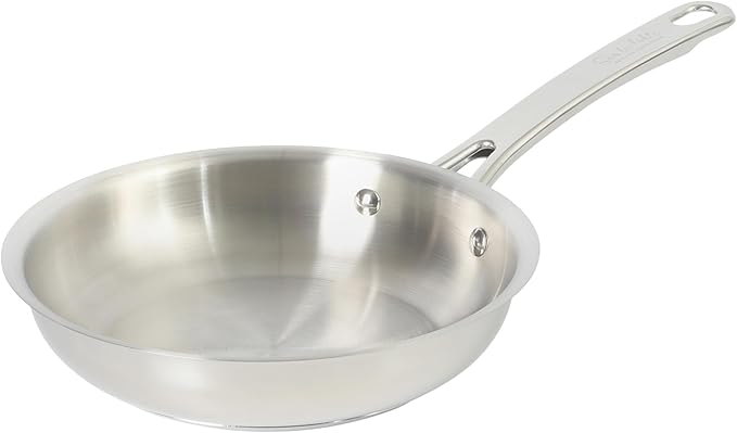 Sur La Table Kitchen Essentials Chef's Deck 8-Inch Stainless Steel Frying Pan – Induction Ready Skillet with Tri-Ply Base, Polished Finish & Hollow Stay-Cool Handle