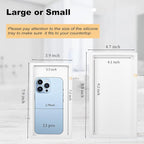 Small Silicone Bathroom Vanity Tray Rectangle Soap and Sponge Holder Kitchen Sink Organizer for Scrubber, Lotion Bottles, Perfume, Jewelry, Candle, Key Trinket Ring, White