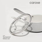 CAROTE 1.5Qt & 3Qt Stainless Steel Saucepan Set, Ceramic Pot Sets Non-Stick Non-Toxic Kitchen Cookware, Small Cooking Pots with Lids, Oven Safe, Induction Sauce Pan, Even Heating