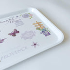 Large Serving Platter Melamine Trays 2 Pack Stackable Food Tray with Floral Print for Gift, Party, Decor, Home, Restaurant (Purple Lavender, Large)