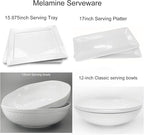 KX-WARE Melamine Serving Bowls -2pcs 12inch Larger Salad Bowls/Mixing Bowls,White Color| Break-resistant 100% Melamine Bowls | Dishwasher Safe,BPA Free