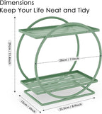 Green Perfume Organizer for Dresser, 2-Tier Bathroom Counter Organizers, Elegant Round Makeup Organizer for Vanity, Versatile Bathroom Tray Countertop Shelf, Compact Skincare Storage