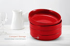 KooK Ceramic Large Pasta Bowls, Microwave and Dishwasher Safe, Great for Soups and Salads, Shallow Serving Bowls, Glossy Porcelain, 47 oz, Set of 4, Cherry Red