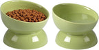 ABRUTY Cat Water Bowl, 16 OZ Ceramic Elevated Cat Bowls, 15° Tilted and Raised Pet Food Dish, Anti Vomiting Protect Pets' Spines and Whisker Fatigue