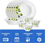 Borosil Gourmet Dinnerware Set For 6, 19 Pieces, White Dinner Plates and Bowls Sets, Chip Resistant Tempered Opal Glass, Stain Resistant, Dishwasher & Microwave Safe Dinner Set For Gifting, Serves 6