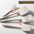 Silicone Spatula Set, 600°F Heat Resistant Silicone Spatula Turner Flipper for Cooking, Non Stick and Non Scratch Kitchen Utensils for Eggs & Pancakes, 4 Pack,Khaki