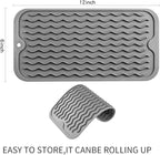 MicoYang Silicone Dish Drying Mat for Multiple Usage,Easy clean,Eco-friendly,Heat-resistant Silicone Mat for Kitchen Counter or Sink,Refrigerator or Drawer Liner Grey S 12 inches x 6 inches