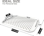 Large Non Slip Serving Tray with Handles, Silicone Gripping Nubs Lap Food Trays for Eating, Dishwasher Safe Serve for Dinner Snack Fruit Dessert Breakfast Beverage, Rectangular, Set of 2, White
