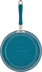 Rachael Ray Cucina Ceramic Nonstick Frying Pans/Skillet Set, Dishwasher Safe, 8.5 inch and 10 inch Open Fry Pans - Marine Blue