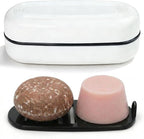 AIMAIAIMAI Shampoo Bar Holder Travel Case for Two Bars – Compatible with Kitsch Solid Shampoo & Conditioner Bars, Large Soap Container for Bathroom or Travel (1 Pack, White Style A-Large)