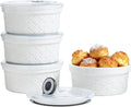 Ramekins 12 oz with Lids Oven Safe, Creme Brulee Ramekins with Covers, Ceramic Small Baking Dishes Set of 4, Souffle Dishes Bowls - Microwave and Dishwasher Safe, White Cloud