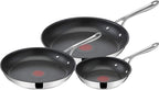 T-Fal Jamie Oliver Cooks Direct, Stainless Steel Non-stick Frying Pan 3 Pcs Set (20/24/28cm) (8/9/11 Inches) with Induction