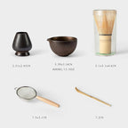 Matcha Whisk Set, Matcha Set with Ceramic Matcha Bowl, Bamboo Whisk & Holder, Sifter, Tea Scoop (Black Gold)