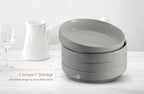 KooK Ceramic Large Pasta Bowls, Microwave and Dishwasher Safe, Great for Soups and Salads, Shallow Serving Bowls, Glossy Porcelain, 47 oz, Set of 4, Powder Grey