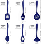 Culinary Couture Blue Silicone Kitchen Utensils Set of 6, Non-Stick Heat-Resistant Silicone Kitchen Utensils Set with Steel Inner Core
