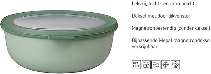 Mepal Cirqula Set of 4 Multi Food Storage and Serving Bowls with Lids, Food Prep Containers, Shallow, Nordic Blue, 1 each (350ml|12oz), (750ml|25oz), (1250ml|42oz), (2250ml|76 oz), 1 Set