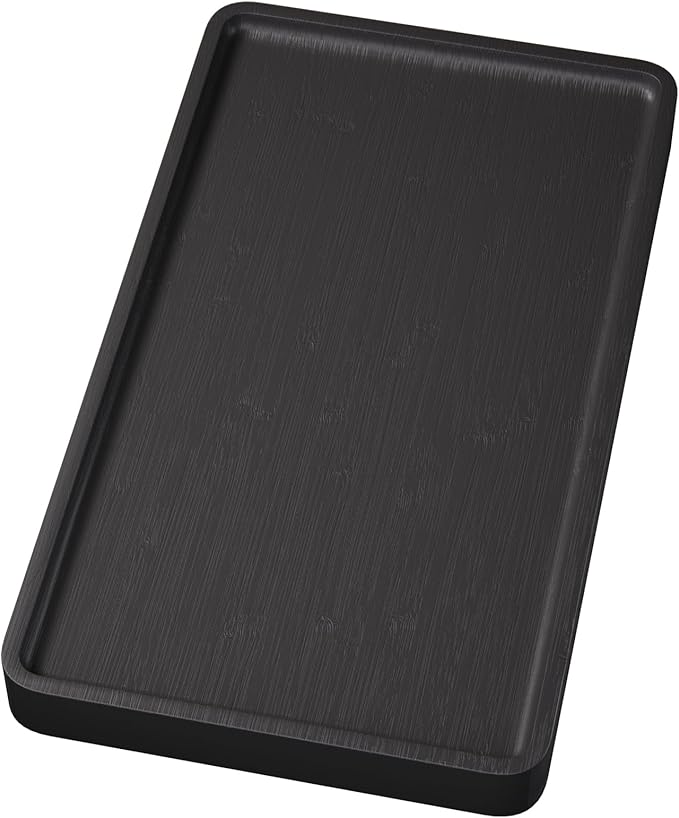 VERTORGAN Bamboo Serving Tray,13.8x7.9 Inch Decorative Trays Platter for Coffee Table,Living Room,Bar,Party,Mini Charcuterie Boards Cheese Board,Home Decor（Black）