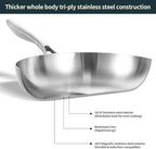 DELARLO Tri-Ply Stainless Steel Frying Pan with Lid, Compatible with All Cooktops Up to 600℉, Heavy Duty, 8 inch Fry Pan with Lid, Fast & Even Heat, 8 inch Skillet, 18/10 Stainless Steel Pan