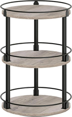 3-Tier Lazy Susan Organizer, Rotating Spice Rack, Spinning Organizer, Industrial Turntable Spice Rack Organizer for Cabinet, Kitchen Countertop, Greige and Black SR23BG