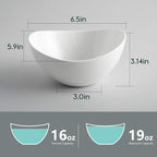 Samsle 19 Ounces Ceramic Serving Bowls, Sturdy Porcelain White Oval Salad Bowls, Stackable Food Server Fruit Display Dishes for Party Dinner, Microwave and Dishwasher Safe, Set of 6