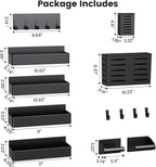 Magnetic Spice Rack for Refrigerator,8 Pack Magnetic Shelf,Fridge Magnet Organizer with Paper Towel Holder,Utensils Racks,Hook Rack,Deepened Basket,Fridge Organizers and Storage Black(8 Pack)
