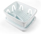 Camco RV Mini Dish Drainer & Tray - Features a Sloped Drain Tray Design, Heavy-Duty Construction - Ideal for Small Spaces, Apartments, Boats, and More -9.5" L x 11.7" W x 4.75" H - White (43511)