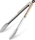 12-Inch Stainless Steel Kitchen Tongs for Cooking,Locking Metal Tongs with Oak Wood Handles,Cooking Tongs for Grilling,BBQ,Serving and Outdoor Barbecue,Heavy Duty,Heat-Resistant and Durable
