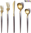 Silverware 20 Pieces, Moon Surface Handle and Matte Gold Head Flatware, Stainless Steel Cutlery Set, Utensils, Service for 4
