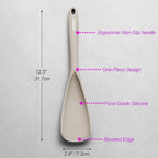 Cooking Spoon for Nonstick Cookwares, VOVOLY Silicone Spoon for Mixing, Scoop, and Scrape,Seamless Design, 12.6'', 2 Pack, Khaki