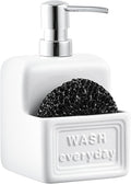 RQYIXI Soap Dispenser with Sponge Holder Ceramic Hand and Dish Soap Dispenser 15oz for Kitchen Bathroom